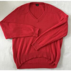 VTG 80s Abercrombie & Fitch 100% Cashmere Sweater Made In Italy Red V-Neck L
